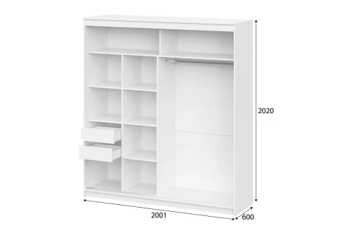 Шкаф-купе "ШКП 3" (2,0) Белый текстурный