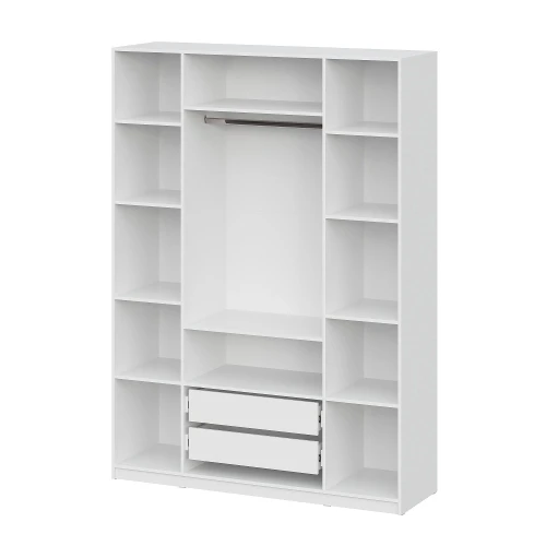 Шкаф распашной с наполнением (11 полок + 2 ящика + штанга) ШК 5 (1600), Белый