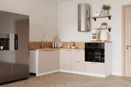 Готовая кухня КГ Угловой 1500*2100 (без пм) Эмаль, Крем  Арника РМ в.3
