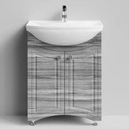 Тумба Адам 65 напольный, Лиственница структурная контрастно-серая ПВХ 64202 Vodok с раковиной в комплекте