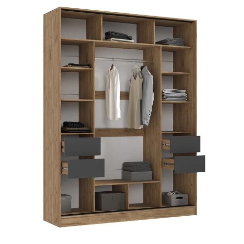 Шкаф-купе Роджина (1800), Дуб крафт, Графит