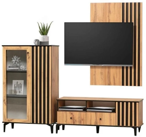 Шкаф комбинированный Либерти 51.03 (опора h150) Дуб вотан/Черный