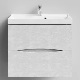 Тумба Лайт 70 подвесной, Белый камень ПВХ 57805 Vodok с раковиной в комплекте