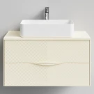 Тумба Липс 90, пример RAL 1015 Светлая слоновая кость, матовая, 2 ящика, подвесной Vodok с раковиной в комплекте