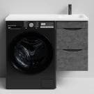 Тумба Смайл 100 подвесной, под стиральную машину, правая, Серый камень ПВХ 57806 Vodok с раковиной в комплекте