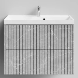 Тумба Тач 80 подвесной, Мрамор Белый софт тач 4044-2 Vodok с раковиной в комплекте