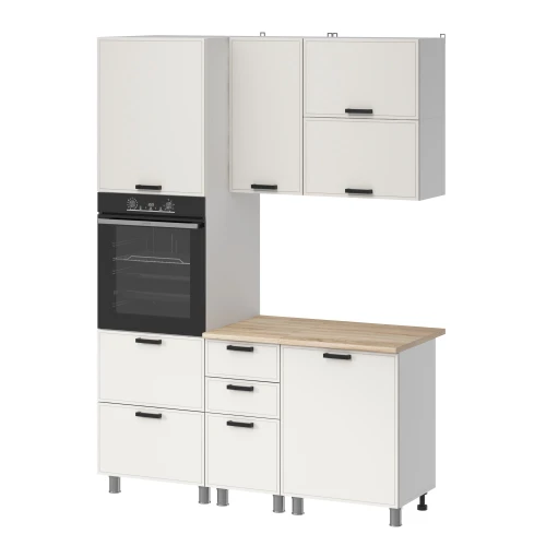 Готовый кухонный гарнитур МК Аленушка 1,6м ПД 2 Магнолия Молочный,скоба черный,сонома