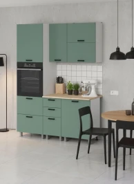 Готовый кухонный гарнитур МК Аленушка 1,6м ПД 2 Орешник Матовая Мята,скоба черный,сонома