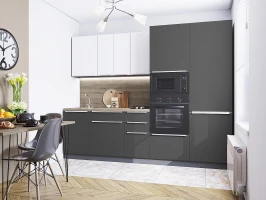 Кухонный гарнитур Фьюжн-07 Silky White/Stormy Silk-Graphite