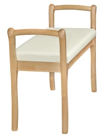 Скамья для прихожей с подлокотниками мягкая, экокожа крем, каркас бук