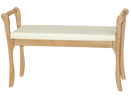 Скамья для прихожей с подлокотниками мягкая, экокожа крем, каркас бук