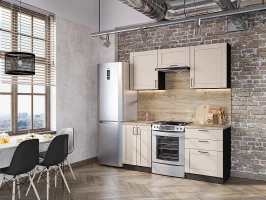 Прямая модульная кухня Лофт-05 Cream Silk Graphite 2140*1800*600