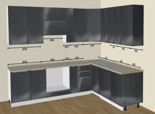 Угловая кухня на заказ по размерам заказчика Фьюжн от Vivat на заказ 2.6х2.1 м. цвет Anthracite