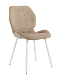 DC827 Стул мягкий, МОККО#G62-13 велюр, каркас металл белый КРУГЛЫЙ