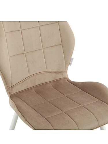 DC827 Стул мягкий, МОККО#G62-13 велюр, каркас металл белый КРУГЛЫЙ