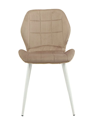 DC827 Стул мягкий, МОККО#G62-13 велюр, каркас металл белый КРУГЛЫЙ