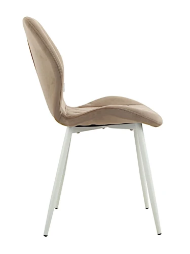 DC827 Стул мягкий, МОККО#G62-13 велюр, каркас металл белый КРУГЛЫЙ