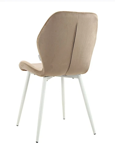 DC827 Стул мягкий, МОККО#G62-13 велюр, каркас металл белый КРУГЛЫЙ