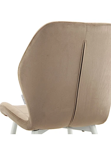 DC827 Стул мягкий, МОККО#G62-13 велюр, каркас металл белый КРУГЛЫЙ