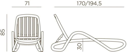 Шезлонг Nardi Eden с подлокотниками, белый