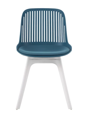 DC270 Стул пластиковый, ТЕМНО-СИНИЙ c подушкой, ноги белые