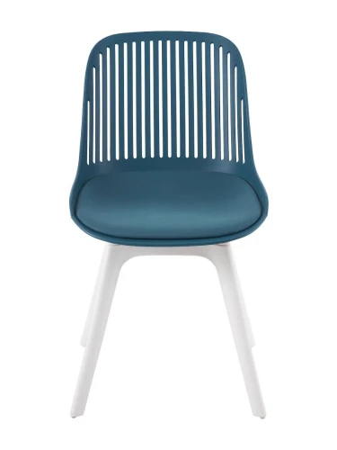DC270 Стул пластиковый, ТЕМНО-СИНИЙ c подушкой, ноги белые