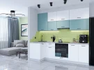 Модульная кухня Флэт-04 Grey-green In 2S/White In 2S