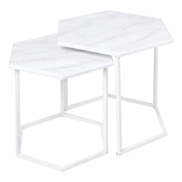 Стол журнальный МеталлАрт М003 белый мрамор/белый