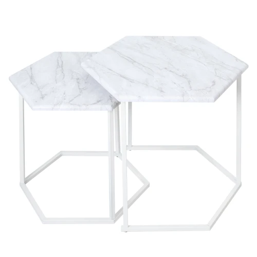 Стол журнальный МеталлАрт М003 белый мрамор/белый
