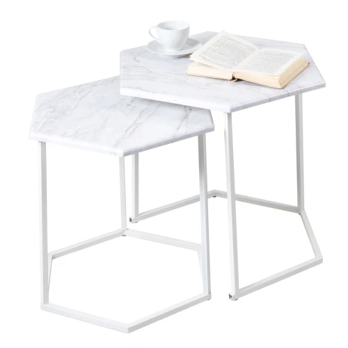 Стол журнальный МеталлАрт М003 белый мрамор/белый