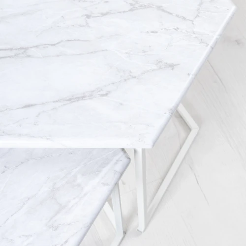 Стол журнальный МеталлАрт М003 белый мрамор/белый