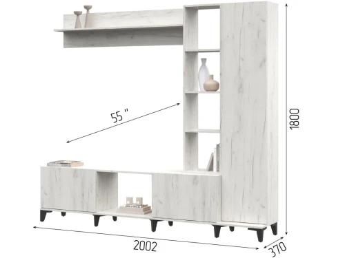 Стенка «Аурелия», дуб крафт белый