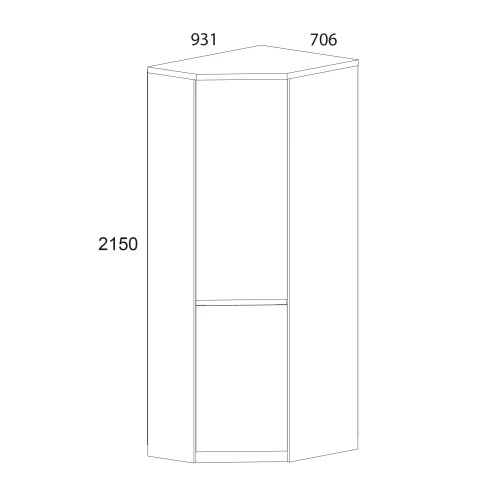 TAURUS, Шкаф угловой 1DGP. Цвет БЕЛЫЙ /ДУБ ВОТАН