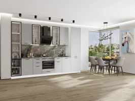 Кухонный гарнитур Фрейм-06 Grey Silk Белый