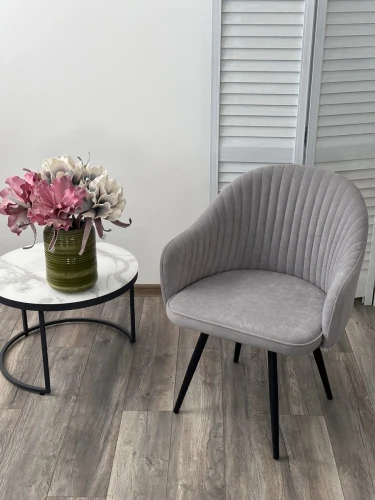 Стул AVIOR, 360 град. поворот. B22 Серый, велюр / черный каркас, М-City