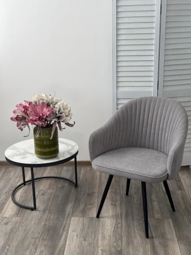 Стул AVIOR, 360 град. поворот. B22 Серый, велюр / черный каркас, М-City