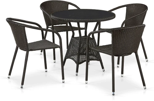 Комплект плетеной мебели T707ANS/Y137C-W53 4Pcs Brown