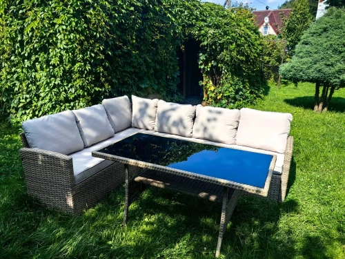 Обеденная группа плетеной мебели Албания + двухместный диван Анкор Greige