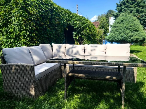 Обеденная группа плетеной мебели Албания + двухместный диван Анкор Greige