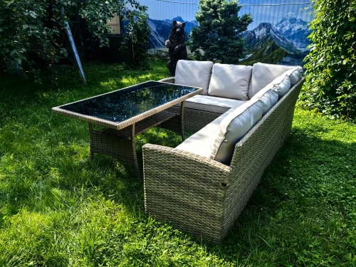 Обеденная группа плетеной мебели Албания + двухместный диван Анкор Greige