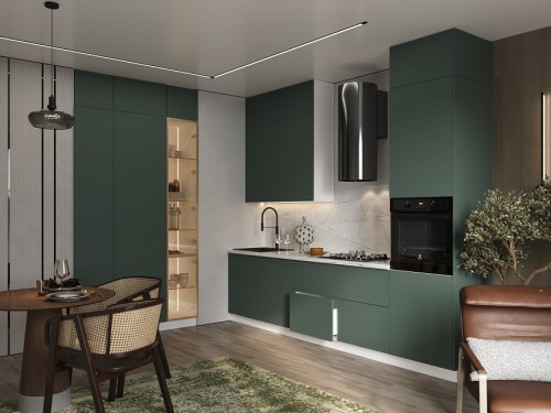 Модульная кухня Эстетик 4400 Форест Грин МДФ прямая