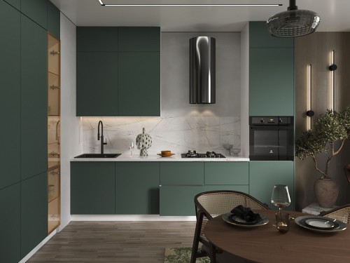 Модульная кухня Эстетик 4400 Форест Грин МДФ прямая