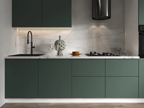 Модульная кухня Эстетик 4400 Форест Грин МДФ прямая