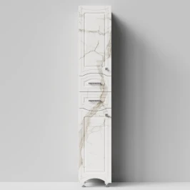 Пенал Адам 35 напольный, Мрамор Белый натур милк ПВХ 2537, левый