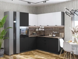 Готовый кухонный гарнитур Евро Лайн-04 Белый/Антрацит