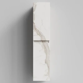 Пенал Бест 30 (2 двери) подвесной, Мрамор Белый натур милк ПВХ 2537, правый