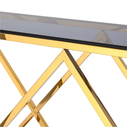 BS-06G Консольный столик стеклянный тонированный 120*40, основание нержавеющая сталь золото