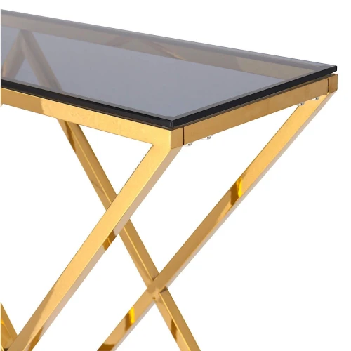 BS-06G Консольный столик стеклянный тонированный 120*40, основание нержавеющая сталь золото