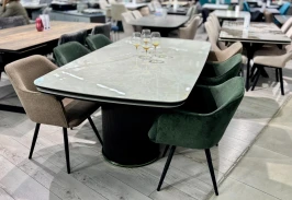 Стол DikLine EKP205 керамика К20 глянец, опоры МДФ черные/золото  (2 уп.)