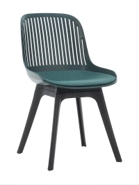 DC270 Стул пластиковый, ТЕМНО-ЗЕЛЕНЫЙ c подушкой, ноги черные